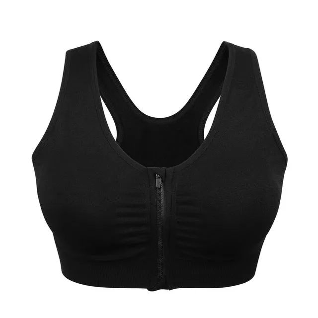 Front Zipper Yoga Shirt,7Colors Wirefree Padded fitness  Bra