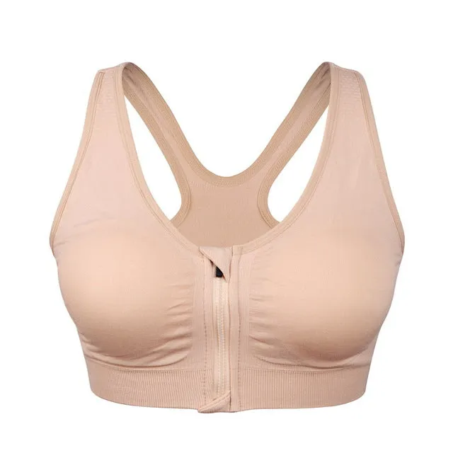Front Zipper Yoga Shirt,7Colors Wirefree Padded fitness  Bra