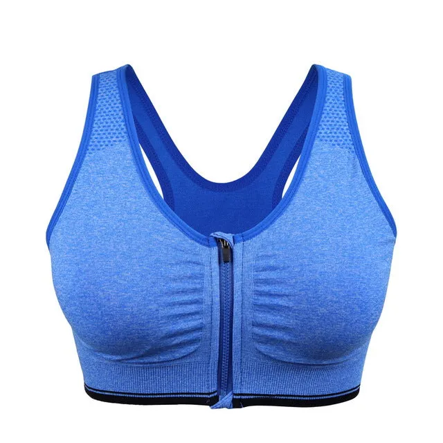Front Zipper Yoga Shirt,7Colors Wirefree Padded fitness  Bra