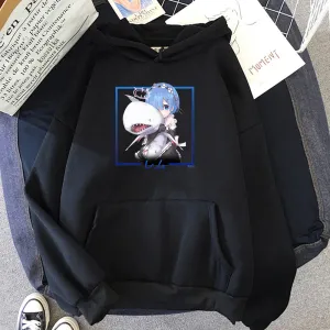 Japan Anime Re:ZERO Starting Life In Another World Kawaii Rem Hoodies Fashion Cartoon Casual Sweatshirt