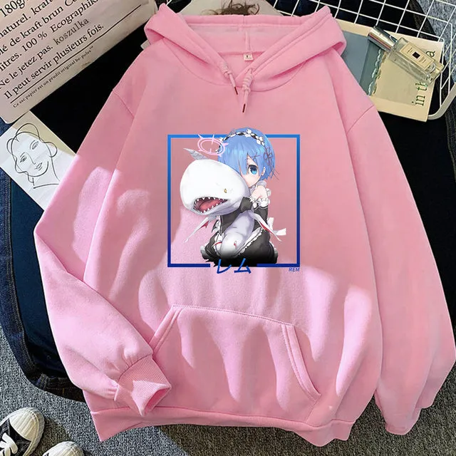 Japan Anime Re:ZERO Starting Life In Another World Kawaii Rem Hoodies Fashion Cartoon Casual Sweatshirt