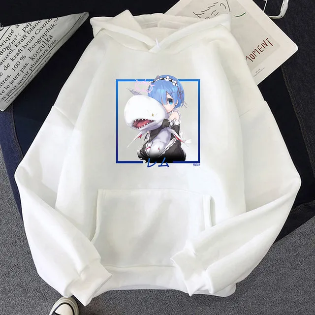 Japan Anime Re:ZERO Starting Life In Another World Kawaii Rem Hoodies Fashion Cartoon Casual Sweatshirt