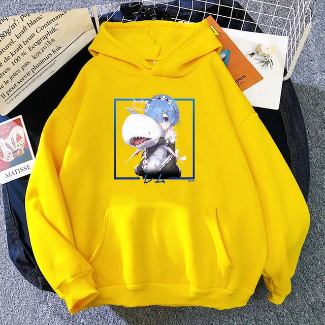 Japan Anime Re:ZERO Starting Life In Another World Kawaii Rem Hoodies Fashion Cartoon Casual Sweatshirt