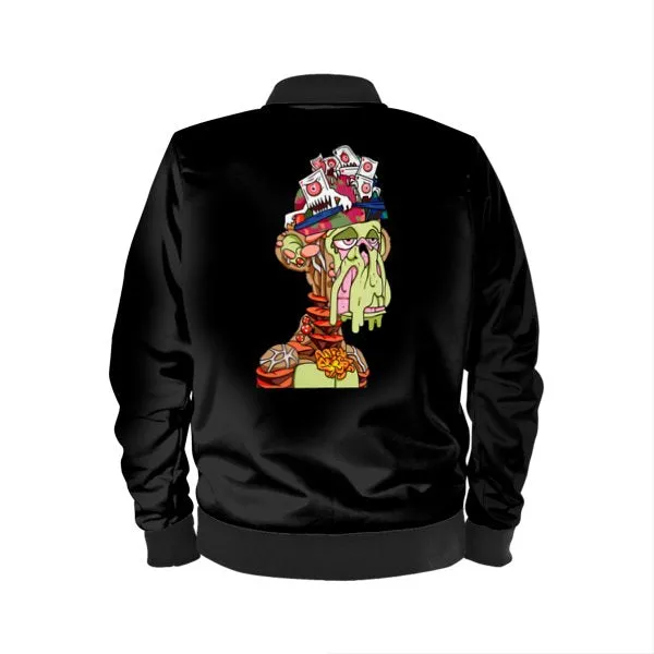 Luxury Reversible Silk/Cotton Men's Bomber Jacket feat. BAYC #2783 (outer front) & MAYC #5005 (inner rear)  handmade in UK