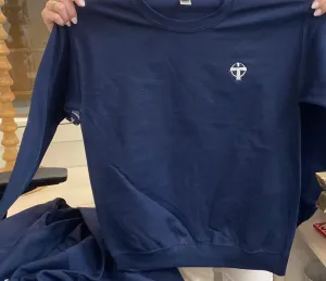 Navy & White Tau Embroidery Sweatshirt