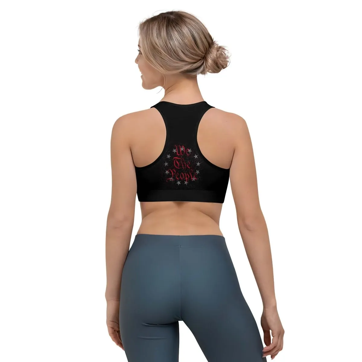 Personalized American Jiu Jitsu Grunge Women's Padded Sports Bra