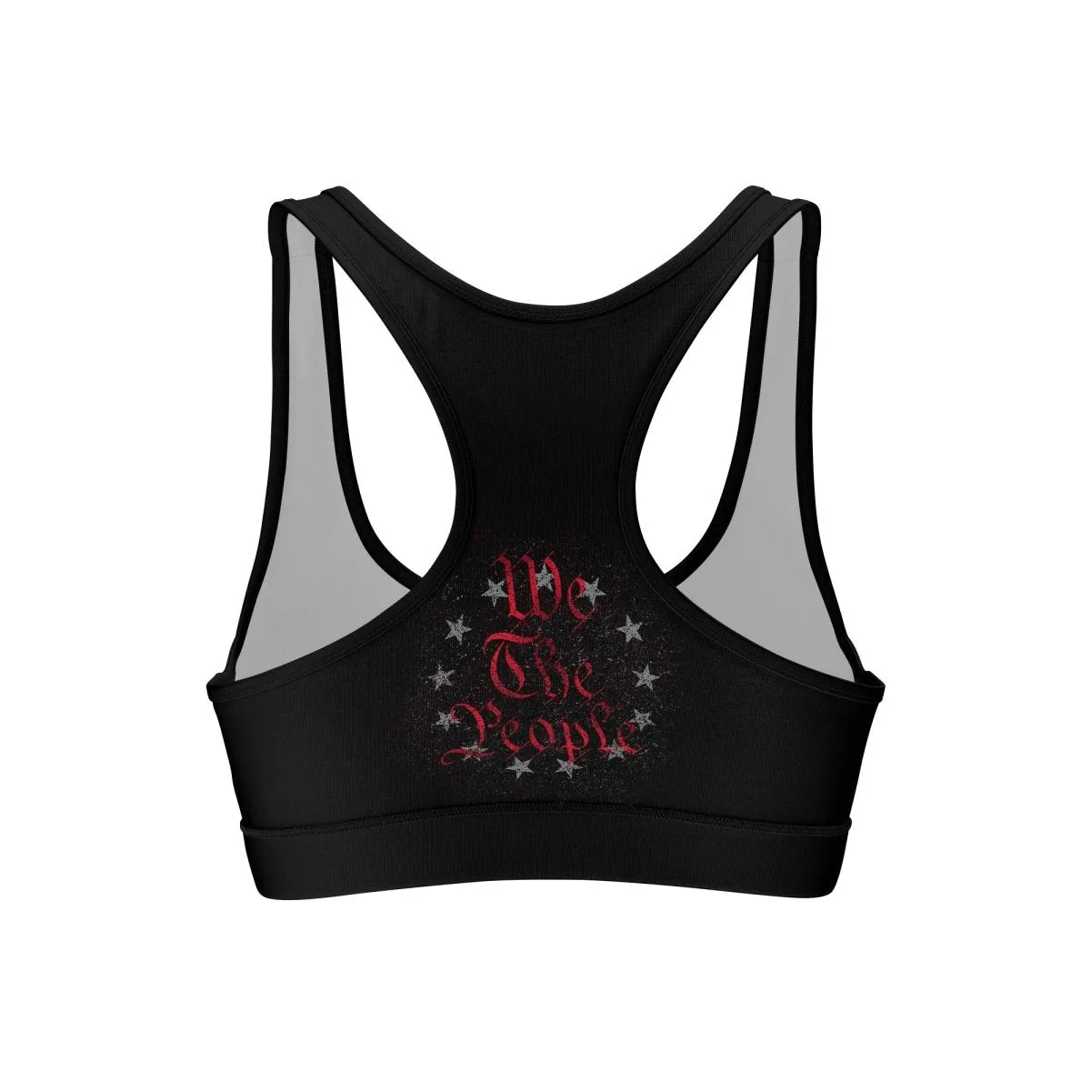 Personalized American Jiu Jitsu Grunge Women's Padded Sports Bra