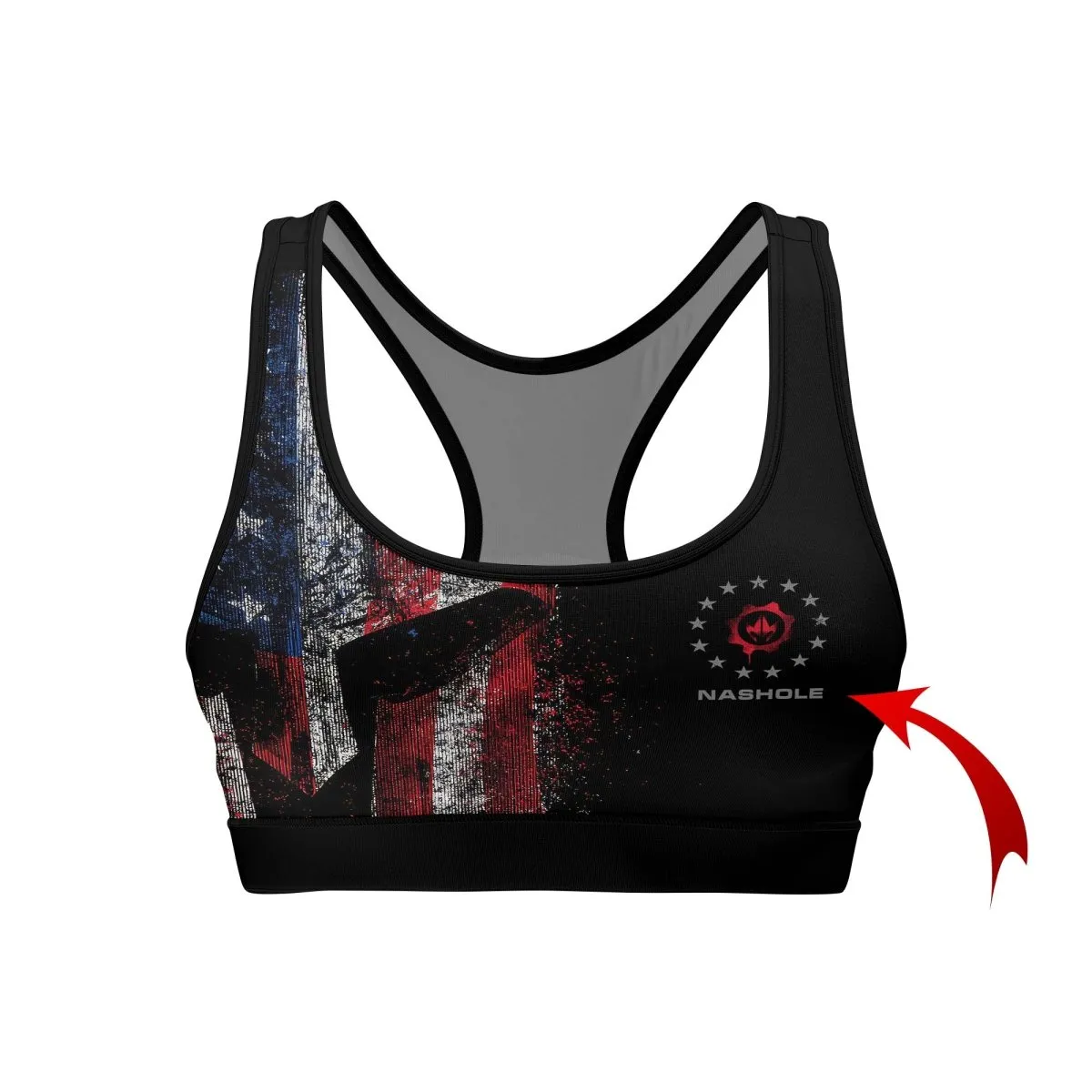 Personalized American Jiu Jitsu Grunge Women's Padded Sports Bra
