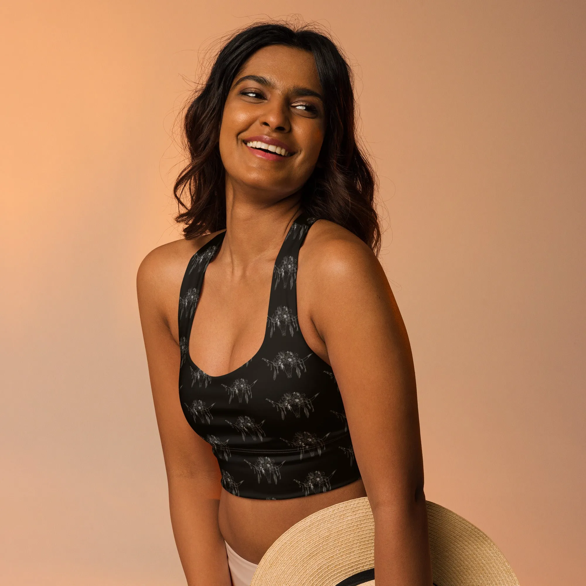 Western Skull Longline sports bra