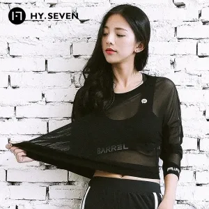 Women Black Long Sleeve Sport Shirts Gym Clothing Fitness Sportswear